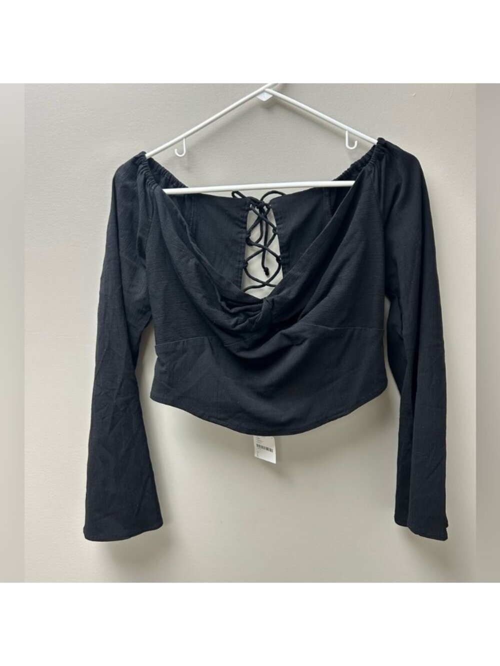 Free People Women’s Looking Back Lace Up Black Long Sleeve